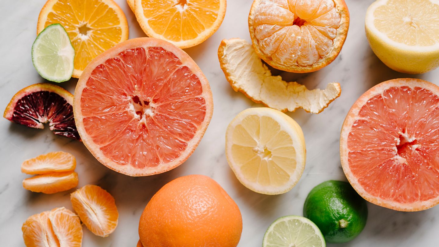 Sugar Island CBD featured ingredient vitamin C image shows grapefruit oranges limes lemons on a counter